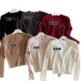 KANING Waist Design Thin Round Collar Knitted Bottom Shirt 2026 Autumn New Soft Glutinous Bottom Sweater