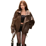 European Goods Retro Zipper Leather Coat Women's Autumn And Winter New Design Sense PU Jacket Locomotive Shirt