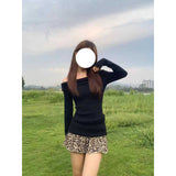 Vintage Leopard Print Sexy Hot Girl Half-Dress Girl Autumn And Winter New Tight Body Slim Net Want To Pack Short Skirt