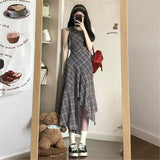 French Sleeveless Irregular Lattice Vest Dress Women's Summer 2025 New Small Temperament Long Dress