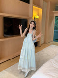 Gentle Wind Seaside Resort Striped Slinged Dress Women's Summer New French Temperament Loose Little One-Child Dress