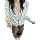 3.18 / Spring On The New XUAN XIAO JIE Spring Fake Two Mint Green Knitted Cardigan Women