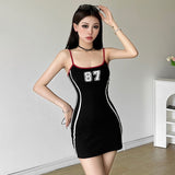 Pure Style Sexy Letter Hanging Dress Women's Summer Design Splicing Body Slimming And Hip Short Skirt