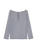 Lazy Wind High-End Striped Long-Sleeved Woman Autumn Leisure Thin Bottom Shirt Hot Girl Thin Top