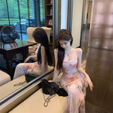 French Retro Pure-Swearing Sling Dress Women's Summer Design Feeling Slimy Ass Long Skirt Tide
