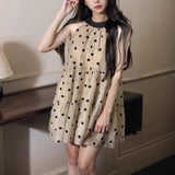 Ocean Wave Hit The Color Hanging Neck Dress Girl Small Summer Loose Waist Umbrella Skirt Shoulder Skirt