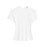 Summer Shoulder Ant Waist T-Shirt Thread Solid Color Foundation Repair Bottom Wide Edge Round Neck Bottom