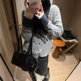 LEKA Korean Design Sense Spliced Jasmine Knitting Cardigan 2026 Autumn And Winter New Thin Coat Sweater Coat Woman