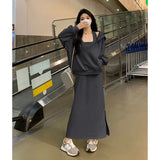High-End Long-Sleeved Jacket Suit Women 2026 Spring And Autumn New Temperament Lady Hanging Neck Dress Two Sets