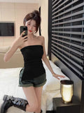 Smear The Chest Wearing Summer Sleeveless Vest Female Design Sense Of Irregular Opening And Fork To Close The Waist And The Bottom Of The Wrapped Breast Hottie Top