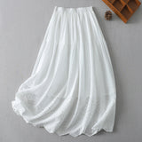 2026 Real Shot Pure Cotton With Lining Embroidery Emptiness Lace Skirt Literary Sense Big Swing Skirt Tight Waist Skirt Summer