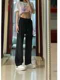 Autumn And Winter Sweatpants Dark Gray Plus Velvet Loose High-Waisted Rope Trousers Women's Ins Broad Leg Pants Slacks