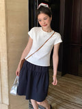 Summer New Three-Dimensional High-Waist College Wind Half-Dress Women Show Thin Tight Waist Casual Fashion Sports