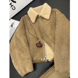 Fur One Skin Lamb Wool Coat Woman 2025 Autumn And Winter New Small Retro High-End Feel Lamb Velvet