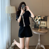Summer Women's Temperament Goddess Fan High-End Small Fried Street Age-Old Fashion Style Shorts Two-Set #905