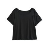 Summer New Lazy Style Sexy Boyfriend Wind Loose Low Round Neck Short-Sleeved T-Shirt
