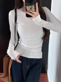 Ins Sexy Hottie Short-Sleeved T-Shirt Girl Basic Long-Sleeved Bottom Top Lady
