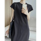 EADMO Summer Light Luxury Minimal Three-Dimensional Split Line Design Sense After The Opening Of Leisure Lanky Long Dress Dress