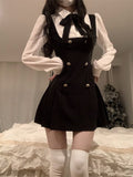 Autumn 2025 New Female Rich Family Gold To Collect Thin College French Style Strap Fake Two-Piece Dress Dress Woman