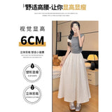 Wave Half-Dress Girl Spring And Summer 2025 New High-Rise Thin Meat A Word In The Long Small French Umbrella Skirt