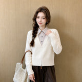 LEKA Korean Spliced Striped Two-Piece Collar Sweater In Autumn Commuter Hooded Loose Thin Knitwear