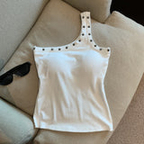 Sexy Oblique Shoulder Strap Sling Sling Vest Women Wearing One Shoulder Design Pics Short Sleeveless Inside The Top