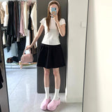 Summer New Three-Dimensional High-Waist College Wind Half-Dress Women Show Thin Tight Waist Casual Fashion Sports