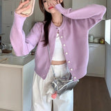 KANING Gentle Wind Candy Color Knitted Cardigan Women 2026 Autumn New Soft Slim Blouse Outside
