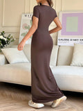 Summer Short Sleeves Short Sleeves Sexy Long Dress Girl Pure Temperament Short-Sleeved Dress Dress Girl