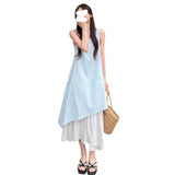 White Vest Dress Women's Summer New French Loose Design In The Long-Term Sling Dress