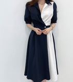 Summer New Waist Temperament French Splicing Dress Design Small Taste Style Fashion Dress