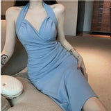 Large-Size Fat MM French Pure Desire Hanging Neck Dress Women Summer New Temperament Masked Lean Hottie Sling Skirt