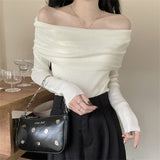 KANING French Gentle Shoulder Long-Sleeved Knit Shirt Women Early Autumn 2026 New Pure Lust Style Repair Body Dress Woman