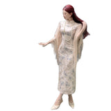 New Chinese Style Breeze Cold Cheongsam Daily Chinese Style Gentle Elegant Temperament Print Long Dress