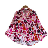 Korean Version Of Commuting Style Color Geometric Print Long-Sleeved Shirt Women's Summer Skin Permeable Loose Cardigan Temperament Top