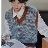 South Korea Dongdaemun 2026 Autumn And Winter New Retro V-Neck Short-Sighten Knitted Vest Woman