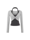 Crash Twisting And T-Shirt Two Long-Sleeved T-Shirts In The Autumn With Hottie Top Sexy Design