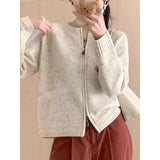 KANING Korean Version Of Loose Gentle Soft Soft Knitted Cardigan Women 2026 Autumn New Double Zipper Sweater Jacket