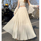 Purple Half-Dress Women's Summer 2025 New High-Rise Thin Leisure A Word Shading Big Folding Long Skirt