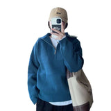 KANING Collar Half Zipper Pit Knitted Jersey Women 2026 Autumn New Korean Lazy Wind Cover Sweater Woman