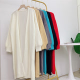 Korean Version Of Soft-Colonly Pure Color Knitted Cardigan Women 2026 Early Autumn New Loose Lazy Wind Long Sweater Coat