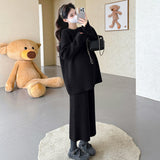 KANING Pregnant Women's Fascin Swollen Sweater Loose Large Version Of Meat Masked Nine-Point Broad Leg Trousers Thin Casual Sweater Set