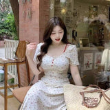 Large-Size French Small Floral Temperament Dress Women's Summer Fat Mm New Waist Display Thin Belly Long Skirt