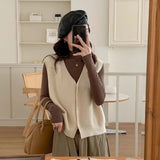 KANING V-Neck Single-Dcupuncture Knitted Vest 2026 Autumn New Design Sweater Cardigan Vest