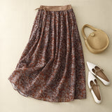 Real Shooting 2026 Summer New Art Retro Broken Flowers Tight Waist Half-Dress Skirt Long Skirt Girl #6611