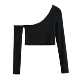 Autumn And Winter Sweet And Spicy Wind Word Oblique Shoulder Long-Sleeved T-Shirt Design Feel Tight Inside The Bottom Shirt On The Clothes