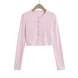 Sweet Sister Six Buckle Teeth Open Shirt Fashion Long Sleeve Thin Short Coat Sunscreen Thin Top