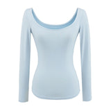 Hottie Long-Sleeved T-Shirt Girl Pure Lust Wind On The Shoulder Slim Top Inside The Bottom Blouse T-Shirt