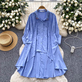 Design Irregular Shirt Women's Diamond Nail Pearl Single-Regable Bat Sleeves Long Medium Cover