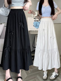 2025 New Summer Gentle Wind Bow Spliced Sweet White Dress Small One-Child Cake Long Skirt